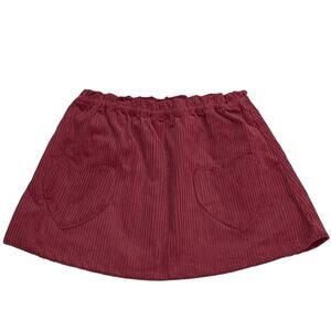 Girls Corduroy Mini Skirt Heart Pockets Size 7/8 Raspberry Red Valentines Day
